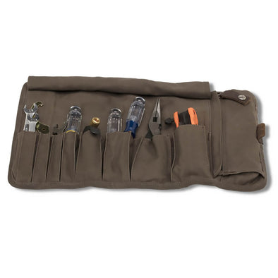 Waxed Cotton Tool Roll - Brown