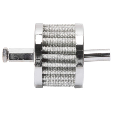 Crankcase Breather Filter with Mounting Stud - Chrome - 3/8" Hose