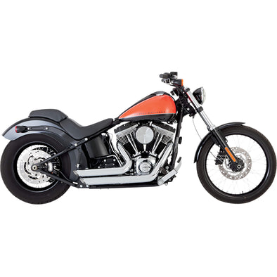 Shortshots Staggered Exhaust - Chrome - 2000-2009 Harley-Davidson FXS/FXST/FLS/FLST