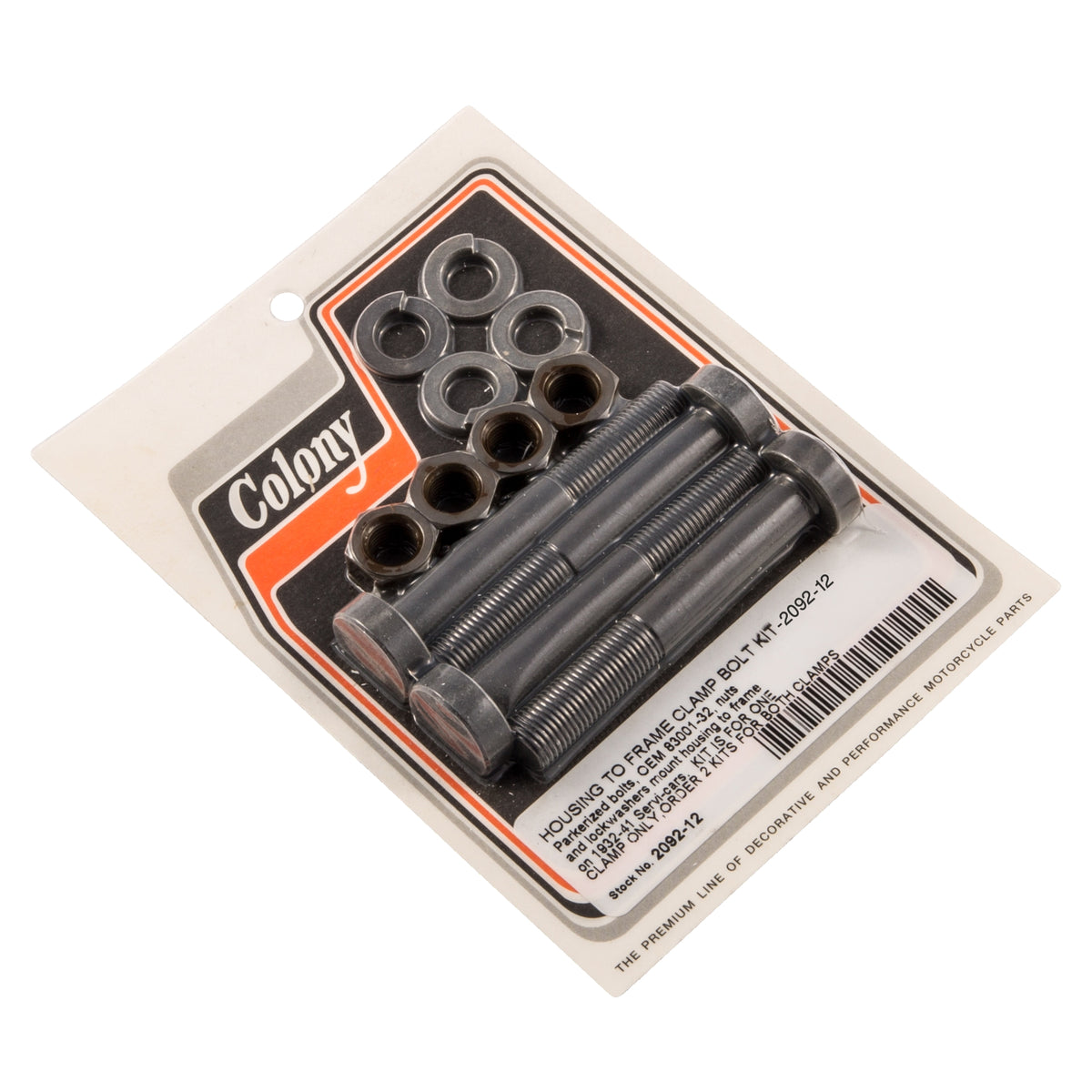 Colony Machine #2092-12 Housing to Frame Clamp Bolt Kit 1932-1941