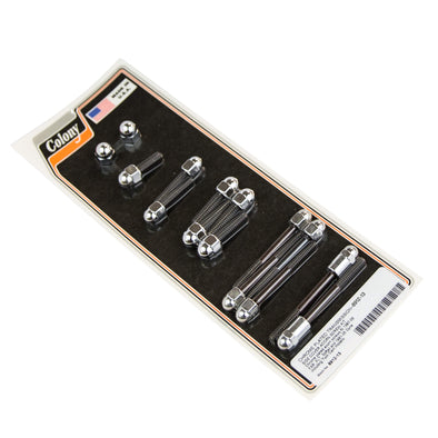 #8912-13 Transmission Side Cover Chrome Acorn Head Screw Kit 1987-2006 Harley-Davidson FXR/FLT/Softail 1991-2005 Dyna - Chrome Plated