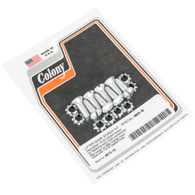 #9815-16 Lifter Base Screw Kit Special 1/4-20 Aftermarket Harley-Davidson Cases - CAD Plated