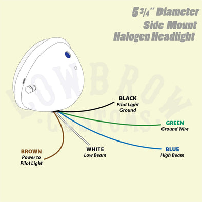 5-3/4 inch diameter Chrome Side Mount Halogen Headlight