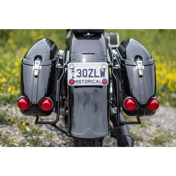 Laydown License Plate Mount - Black - Bolt-on Fitment for 1955 - 2018 Harley-Davidson