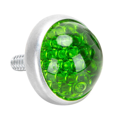 Glass License Plate Round Reflector - Green