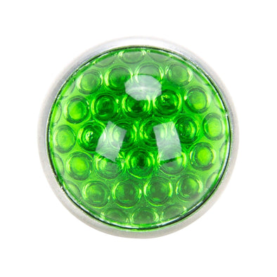 Glass License Plate Round Reflector - Green
