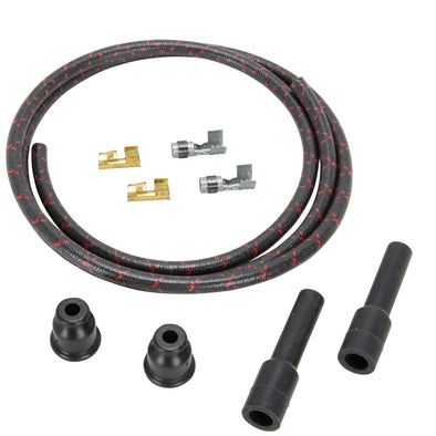 8mm Cloth Straight Spark Plug Wire Sets - Black with Red tracers