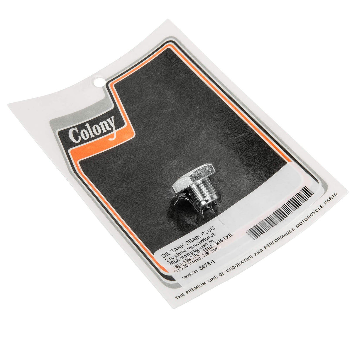 Colony Machine #3473-1 Oil Tank Drain Plug 1981-1992 Harley