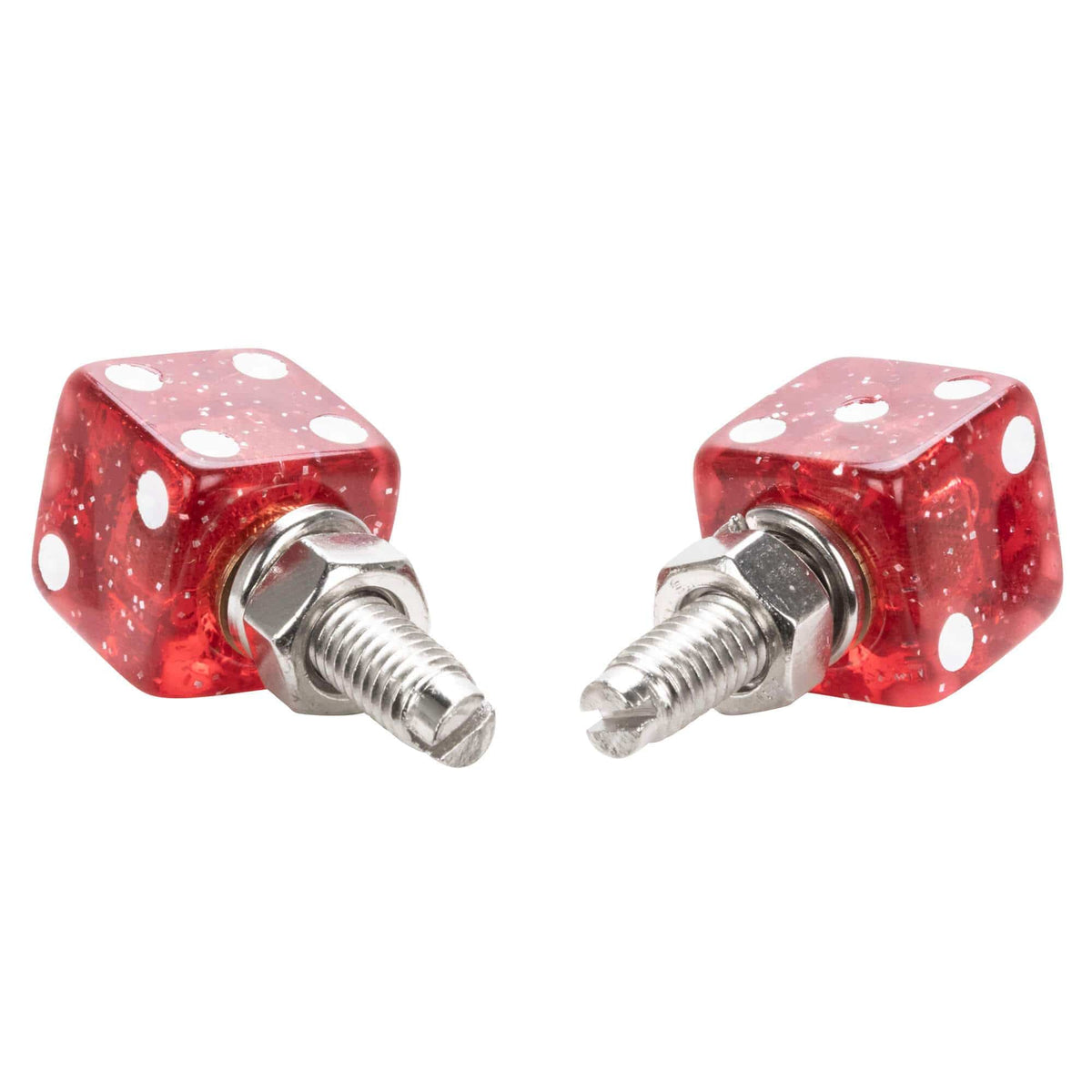 thumbnail image 2 of 4 Blue Aluminum Dice License Plate Screws – Clear Dot Design, Fits Harley & Universal 2 of 4