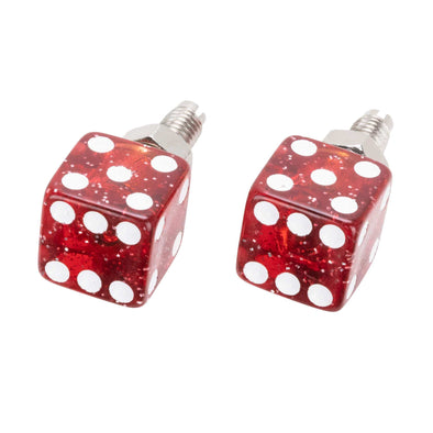 Glitter Dice License Plate Bolts - Red