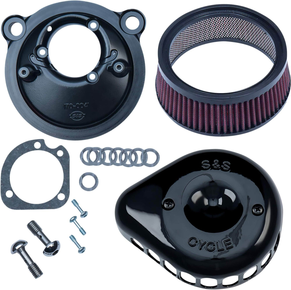 S&S Cycle Mini Teardrop Stealth Air Cleaner - Black - 2007-Up