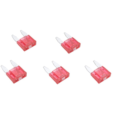 Blade Type LED Detector Mini Fuse 5-Pack - Red 10 Amp