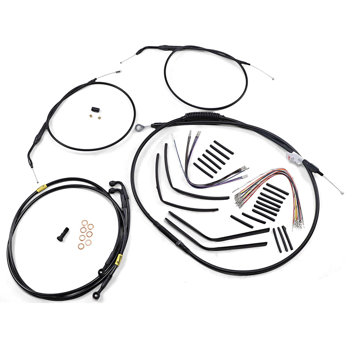 Burly Brand Complete Handlebar Cable/Brake Line Kit for 12" TBar