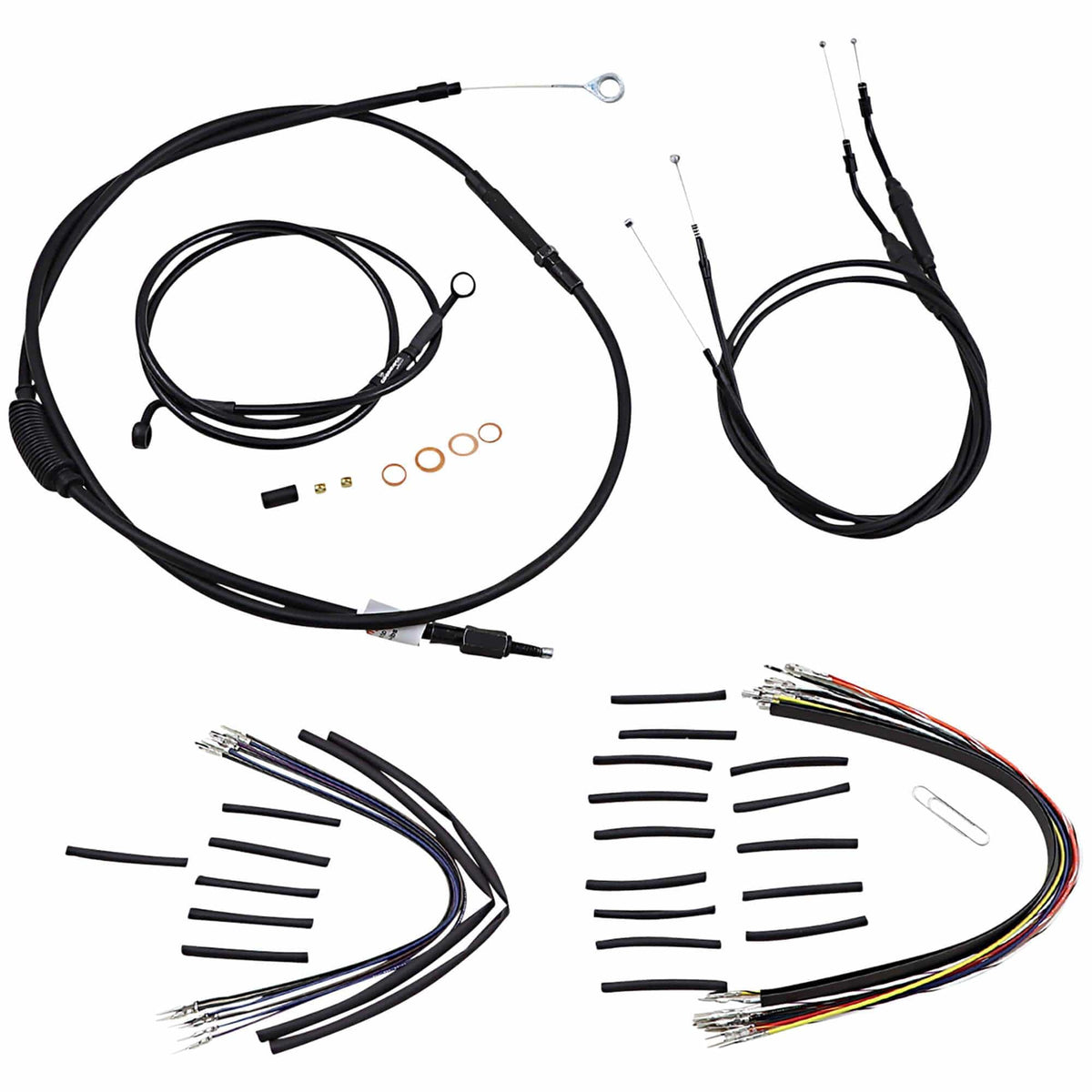 Burly Brand Complete Handlebar Cable/Brake Line Kit for 12" TBar