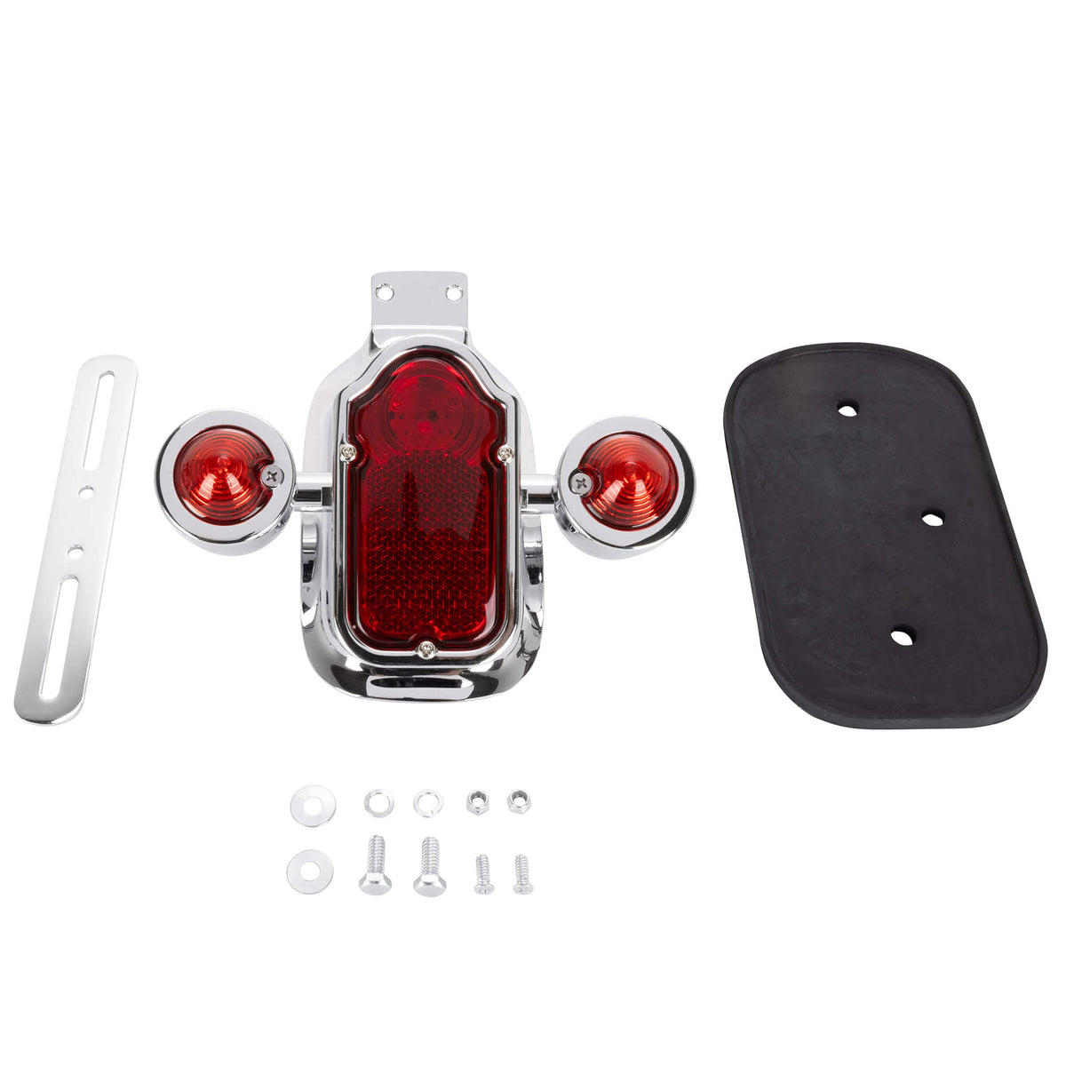 Cycle Standard Tombstone LED Taillight w/ Red Turn Signals - Red