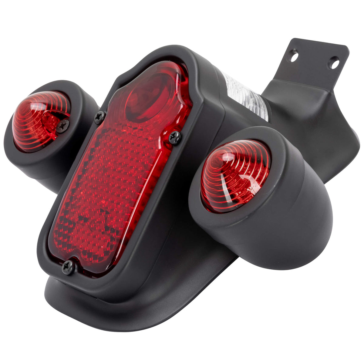 Tombstone LED Taillight with Turn Signals - Red Lens - Black