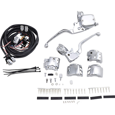 Brake/Mechanical Clutch Controls Kit with Switches - Chrome - Single Disc 1996-11 Harley-Davidson FXD/FXDWG 96-03 XL 96-07 FLHR 96-10 FXST/FLST