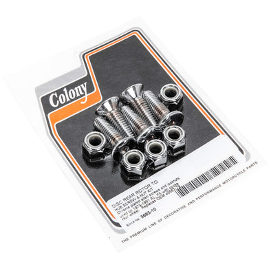 #3663-10 Disc Rotor Allen Screw and Nut Kit - Chrome Plated - 1979-1991 Harley-Davidson XL FX (Spoked Wheel)