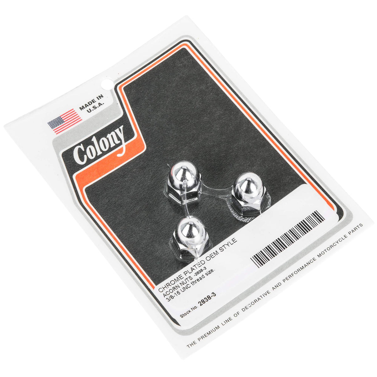 Colony Machine #2838-3 3/8-16 Chrome Plated Acorn Nuts - Harley