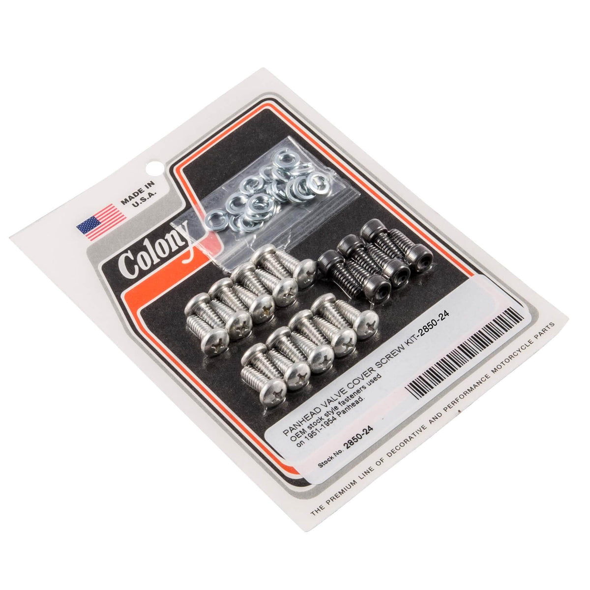 Colony Machine #2850-24 Stock Style Panhead Valve Cover Screw Kit