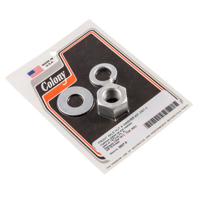 #2927-3 Front Axle Nut and Washer Kit 1973-Up Harley-Davidson FL/XL - CAD Plated