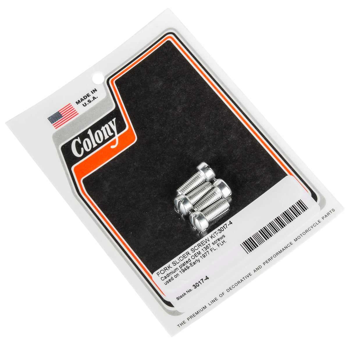 Colony Machine #3017-4 Fork Slider Screw Kit 1949-E1977 Harley