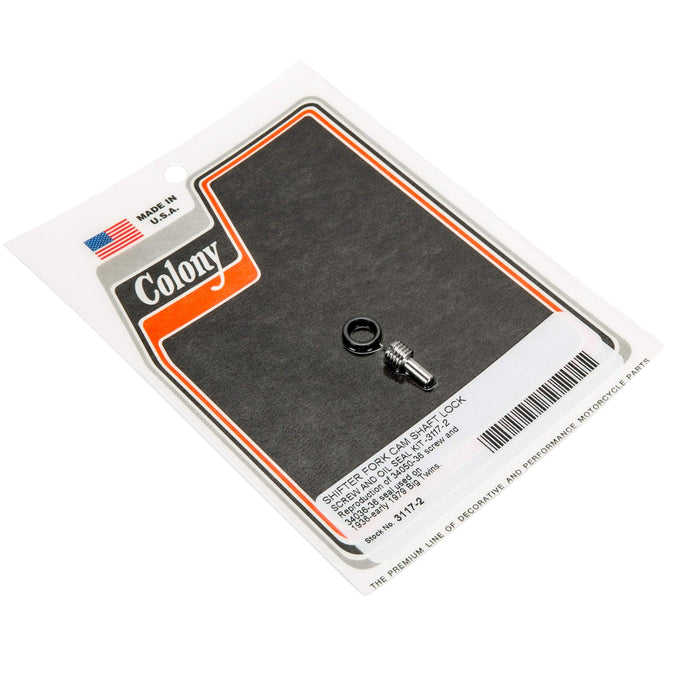 Colony #3117-2 Shift Fork Cam Shaft Lock Screw and Oil Seal Kit 1936-79 Harley Davidson Big Twins