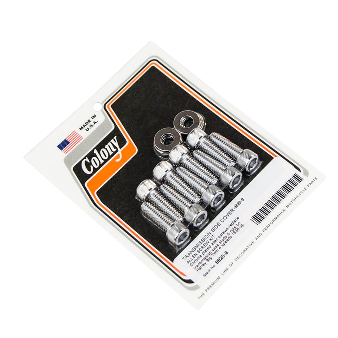 #8820-9 Transmission Side Cover Allen Screw Kit 1936-Up Harley-Davidson Big Twin 4 Speeds - Chrome Plated