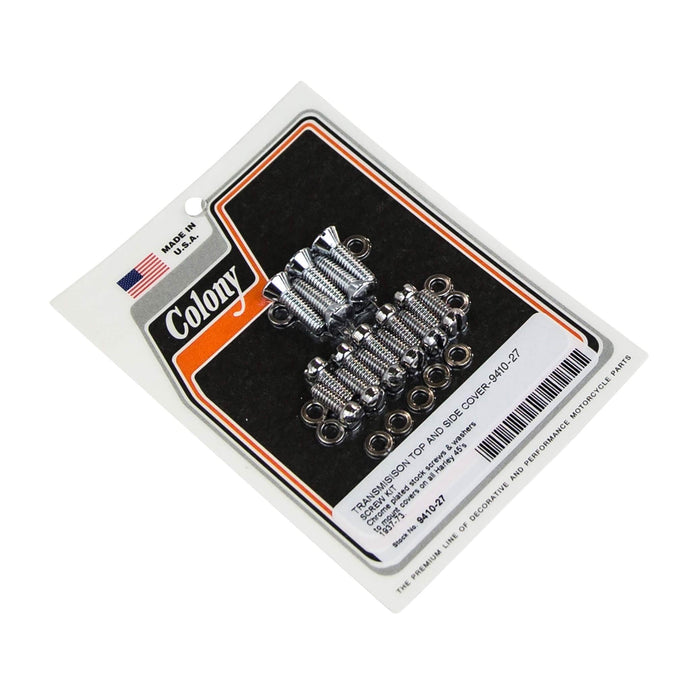 #9410-27 Transmission Top & Side Cover Screw Kit 1937-1973 Harley-Davidson 45's - Chrome Plated