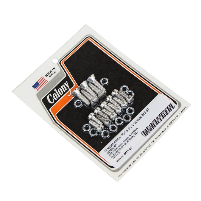 #9411-27 Transmission Top & Side Cover Screw Kit 1937-1973 Harley-Davidson 45's - CAD Plated