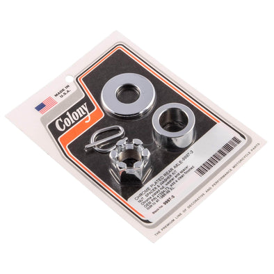 #9997-3 Rear Axle Nut Smooth Spacer Kit 1986-1999 Harley-Davidson XL - Chrome Plated