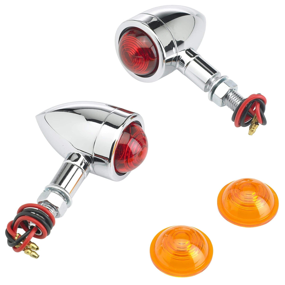 CICMOD Universal Chrome Motorcycle AMBER Bullet Tail Turn Signal