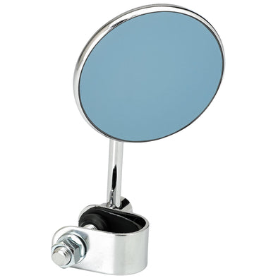 Round Motorcycle Mirror - Clamp On - Chrome with Retro Blue Glass