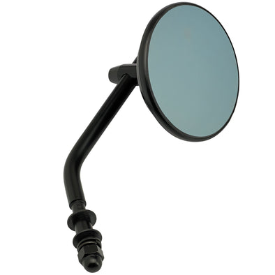 Round Motorcycle Mirror - Perch Mount - Black with Retro Blue Glass