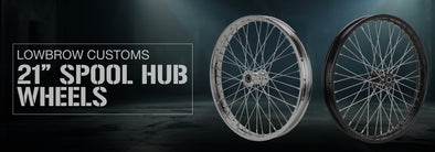 Spoked 21" Spool Wheels for Harleys, Choppers and Custom Motorcycles