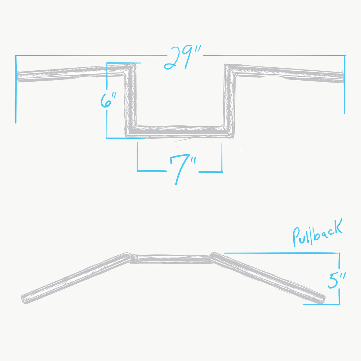 Cycle Standard Z Bar Handlebars - 1 inch - 6 inch Rise - Black ...
