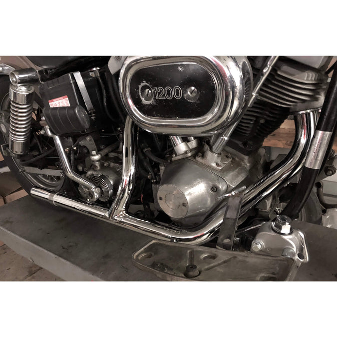 Exhaust Pipe Set 2-into-1 1970-84 Harley Cone Shovelhead - Chrome OEM #65435-70