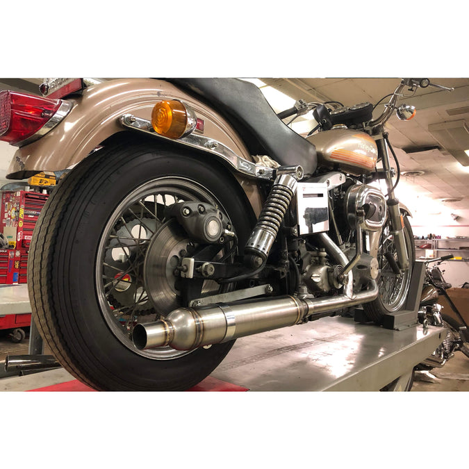 Shovelhead Exhaust Pipe Set 2-into-1 for 1970-84 Harley Cone - Bare Steel OEM #65435-70