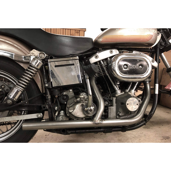 Shovelhead Exhaust Pipe Set 2-into-1 for 1970-84 Harley Cone - Bare Steel OEM #65435-70