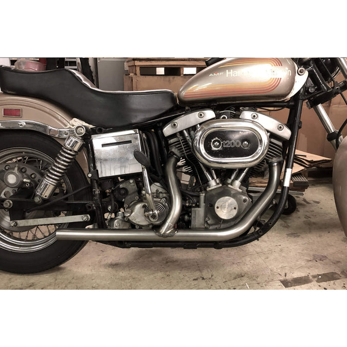 Shovelhead Exhaust Pipe Set 2-into-1 for 1970-84 Harley Cone - Bare Steel OEM #65435-70