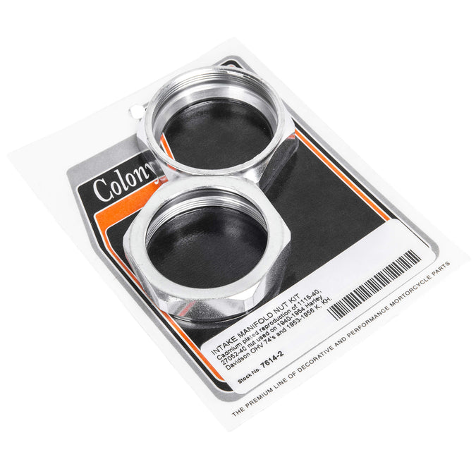 #7614-2 Intake Manifold Nut Kit 1940-1954 Harley-Davidson OHV 74's 1953-1956 K/KH - CAD Plated