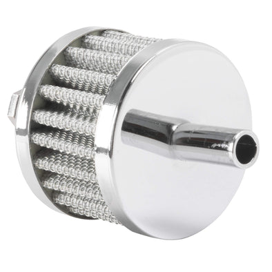 Crankcase Breather Filter with Mounting Stud - Chrome - 3/8" Hose