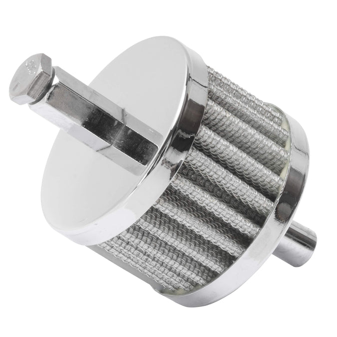 Crankcase Breather Filter with Mounting Stud - Chrome - 3/8" Hose