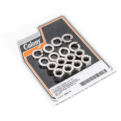 #3644-16 Cylinder Base Nut Kit 1911-1929 Harley-Davidson JD - Nickel Plated