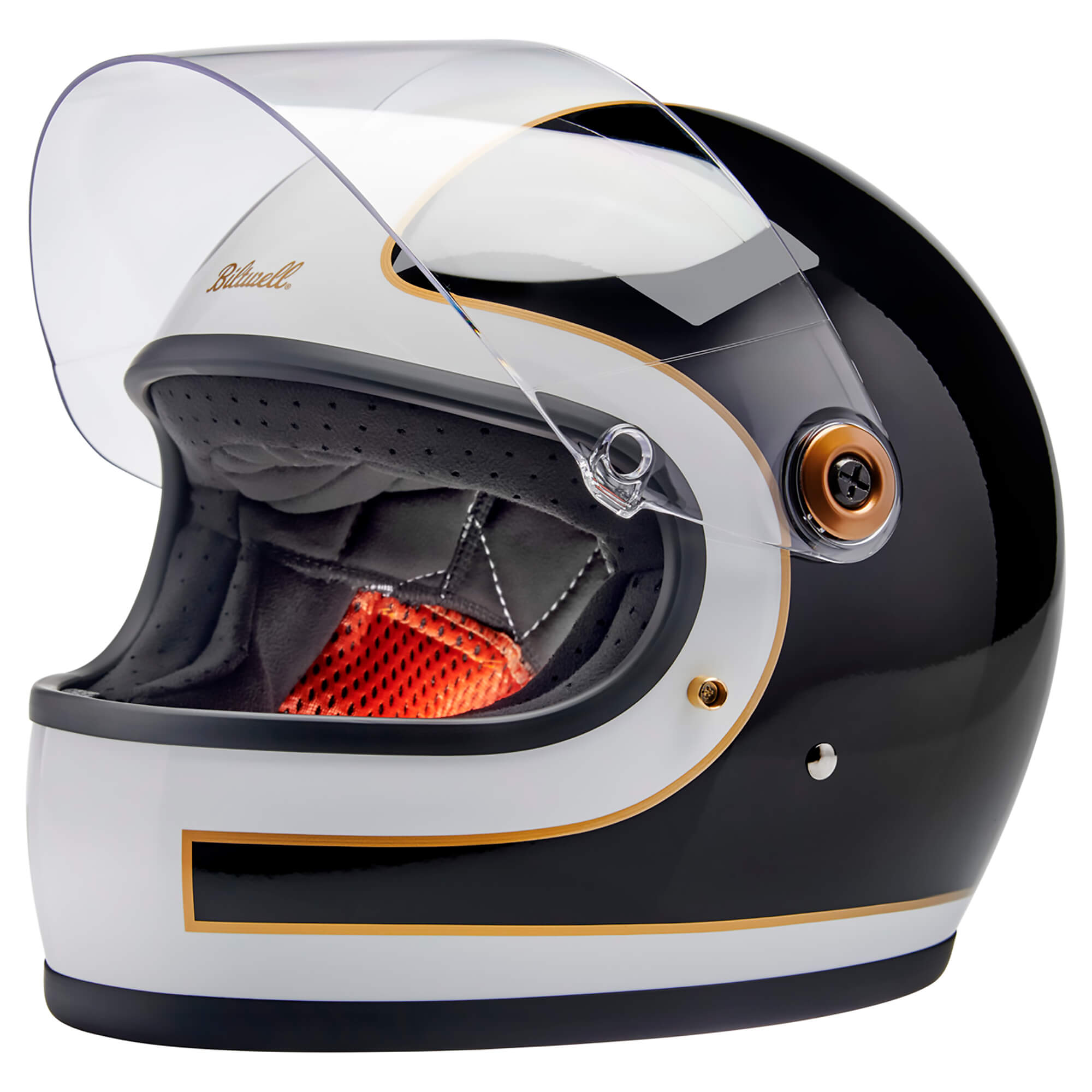 Biltwell Gringo S DOT/ECE R22.06 Approved Full Face Helmet - Gloss White/ Black Tracker – Lowbrow Customs