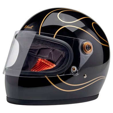 Gringo S DOT/ECE R22.06 Approved Full Face Helmet - Gloss Black Flames