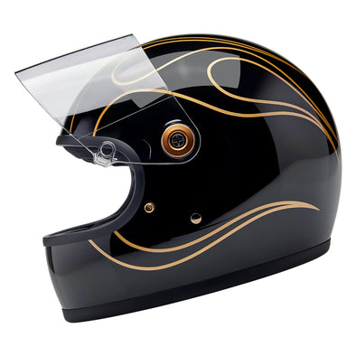 Gringo S DOT/ECE R22.06 Approved Full Face Helmet - Gloss Black Flames