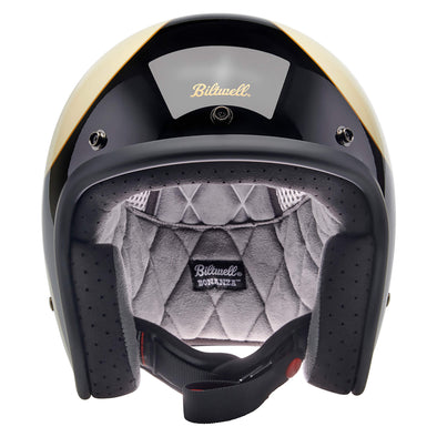 Bonanza Helmet DOT Approved Helmet - Gloss Vintage White/Gloss Black Scallop