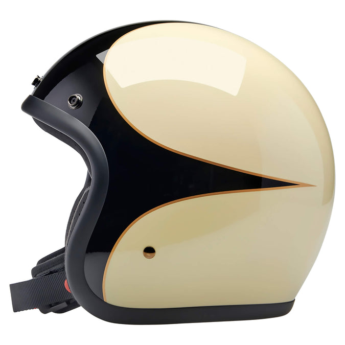 Bonanza Helmet DOT Approved Helmet - Gloss Vintage White/Gloss Black Scallop