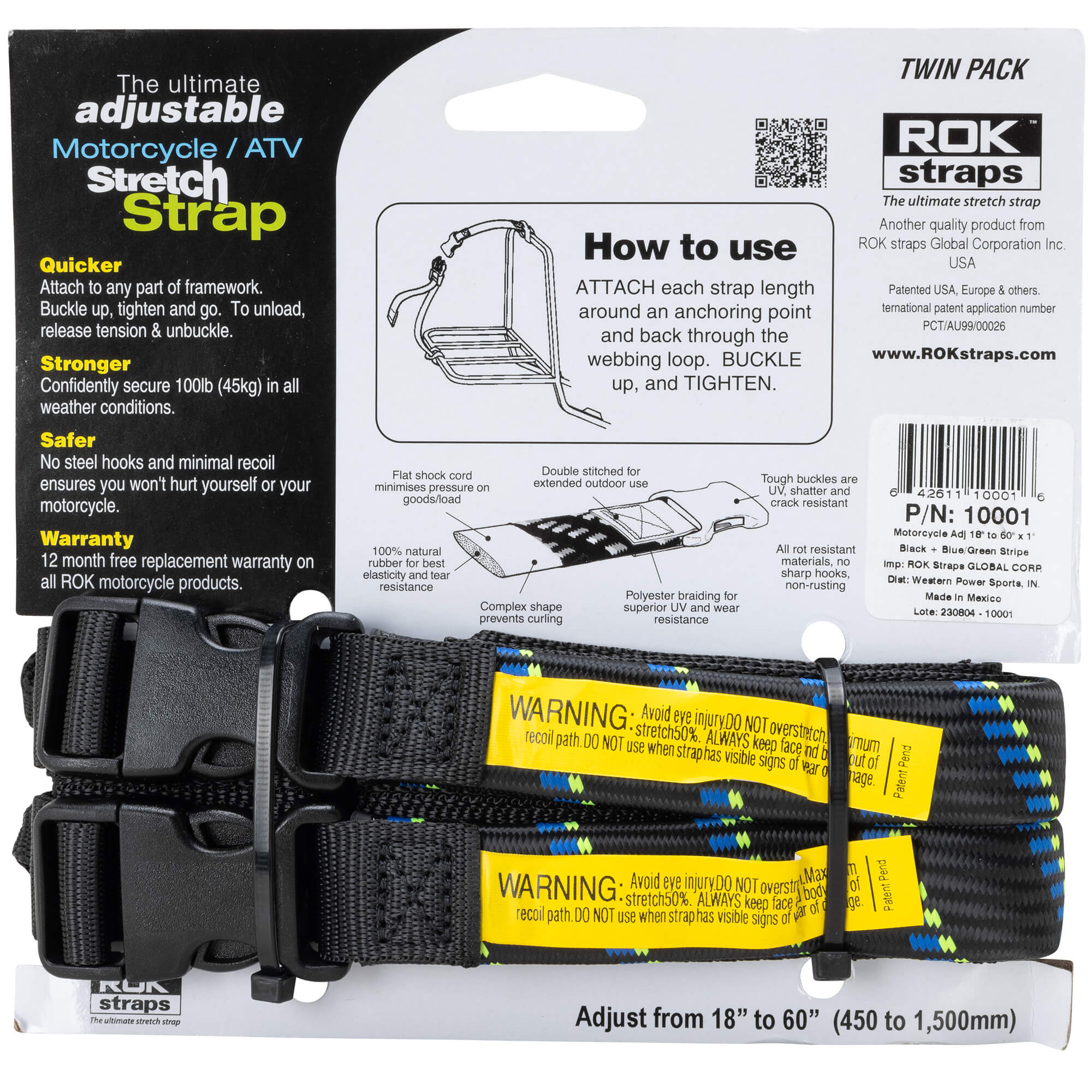 ROK Straps The Ultimate Adjustable Cargo Straps Twin Pack - 18"-60